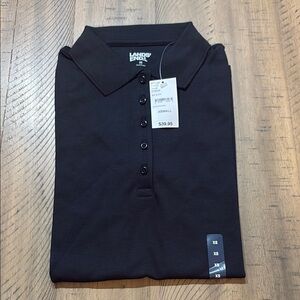 Lands' End Black Polo Shirt Classic Cotton Blend